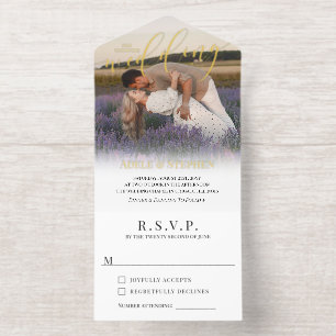 Join Us Gold Script Photo Informal Wedding  All In One Invitation