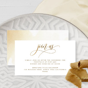 Join Us, Golden Yellow Watercolor, Reception Enclosure Card