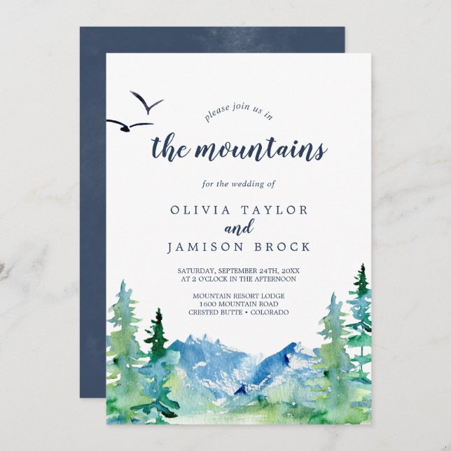Join Us In The Mountains Destination Wedding Invitation (Front/Back)