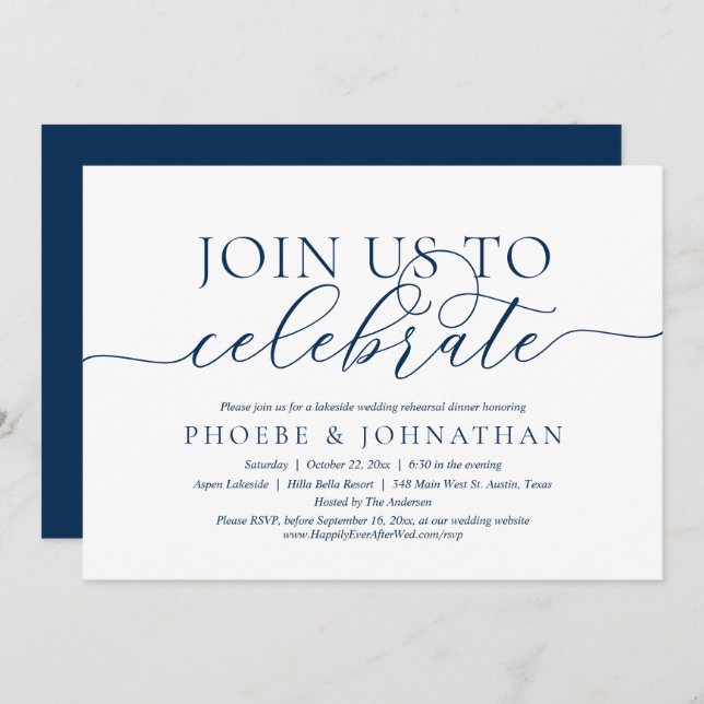 Join Us To Celebrate, Wedding Rehearsal Dinner Inv Invitation (Front/Back)
