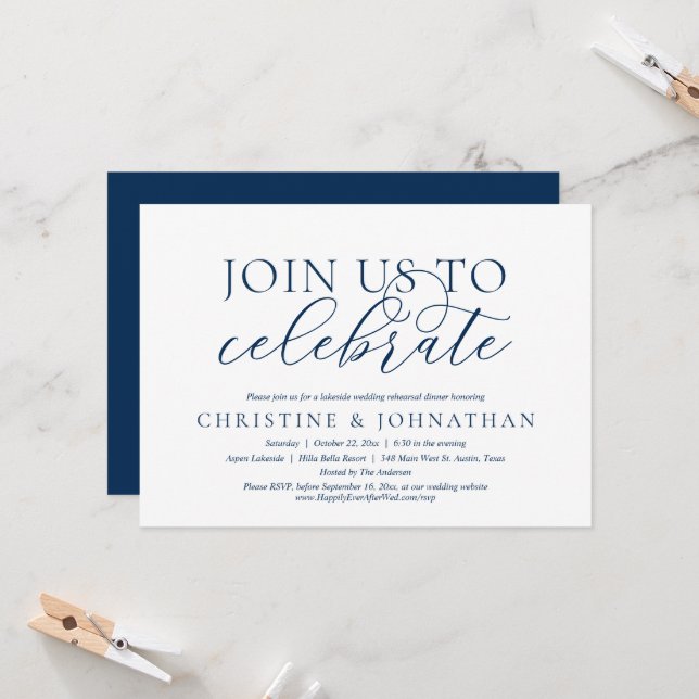 Join Us To Celebrate, Wedding Rehearsal Dinner Inv Invitation (Front/Back In Situ)