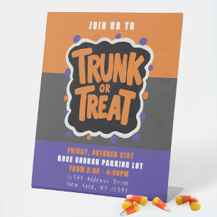 Join Us to Trunk or Treat Halloween Business Pedestal Sign
