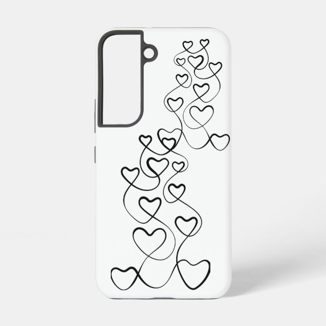 Joined Black Hearts on White Samsung Galaxy S22 Case (Back)