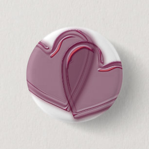 Joined Hearts 3 Cm Round Badge