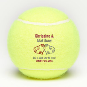 Joined Hearts Wedding Anniversary Favour Tennis Balls