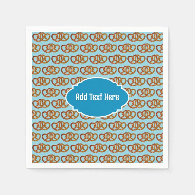 Joined Pretzels Pattern - quick personalised text  Napkin (Front)