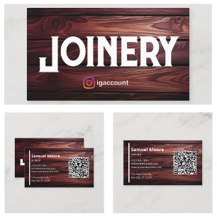 Joinery Templates Design Woodworkers QR Code Business Card