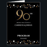 Joint 90th birthday party black gold program<br><div class="desc">Personalise this large gold and black confetti joint 90th birthday party program design. Celebrate and include the party itinerary for your guests and also have a photo and a special message from the birthday celebrants. The special message is a great opportunity to thank guests and start the nintieth party on...</div>