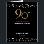 Joint 90th birthday party black gold program<br><div class="desc">Personalise this large gold and black confetti joint 90th birthday party program design. Celebrate and include the party itinerary for your guests and also have a photo and a special message from the birthday celebrants. The special message is a great opportunity to thank guests and start the nintieth party on...</div>