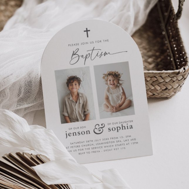Joint Baptism 2 Photo Arch Invitation (Creator Uploaded)