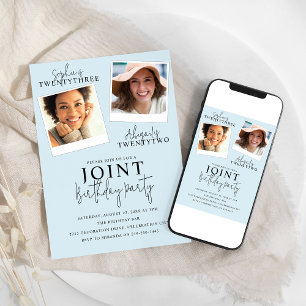 Joint Birthday   2 Photo Invitation