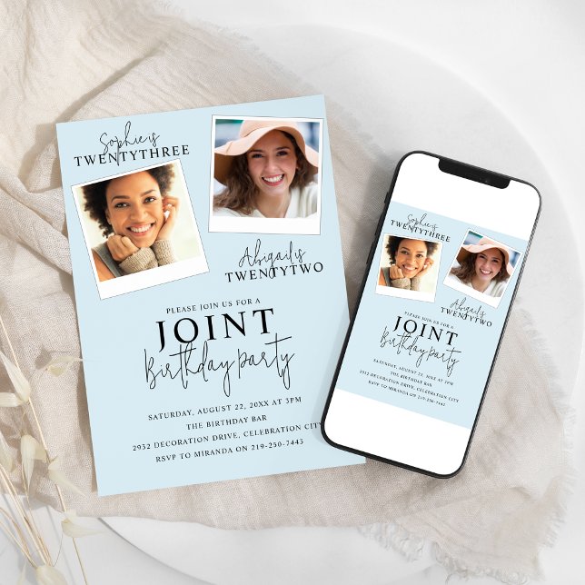 Joint Birthday | 2 Photo Invitation (Creator Uploaded)