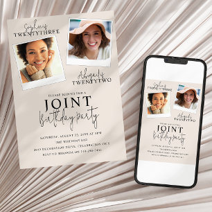 Joint Birthday   2 Photo Invitation
