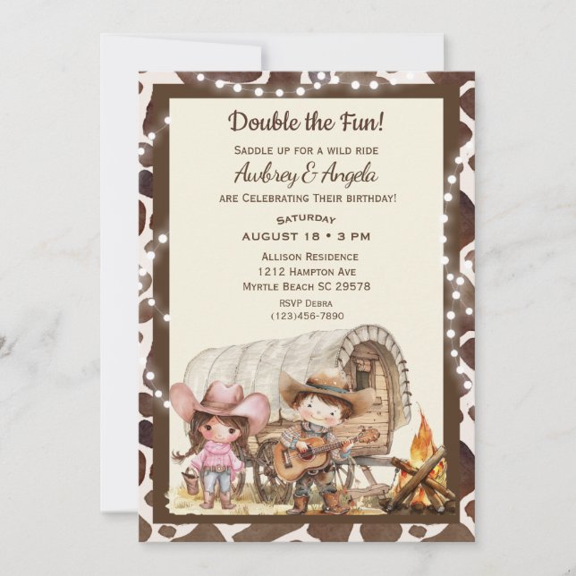Joint Birthday  Cowboy Western Invitation (Front)