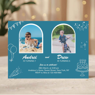 Joint Birthday Invitation for Boys Double Party