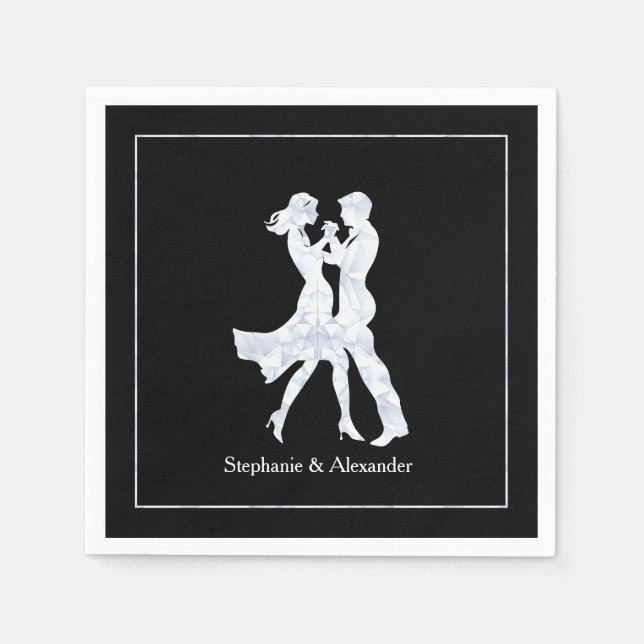 Joint Birthday Party Adults Golden Dance Couple Napkin (Front)