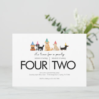 Joint Birthday Party - Pawty Theme Invitation