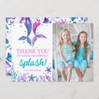 Joint Birthday Sisters Mermaid Thank You Card
