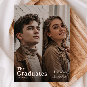 Joint Double Photo Graduation Party Invitation Postcard
