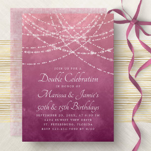 Joint Double String Lights Dusty Womens Girls Pink Invitation
