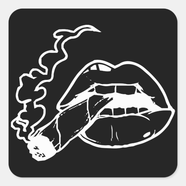 Joint Drip Lips, Dripping Lips Weed Square Sticker (Front)