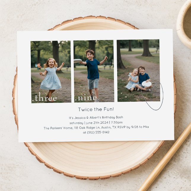 Joint Dual Sibling Any Age Double Birthday Party Invitation (Creator Uploaded)