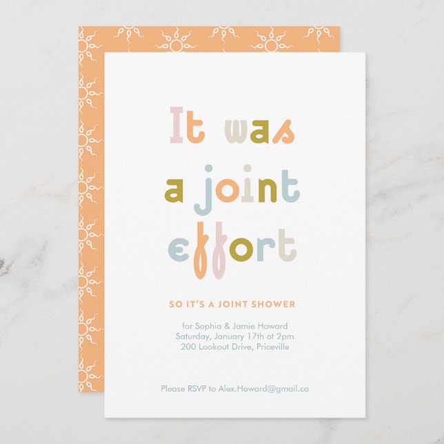 Joint Effort Baby Shower Invitation (Front/Back)