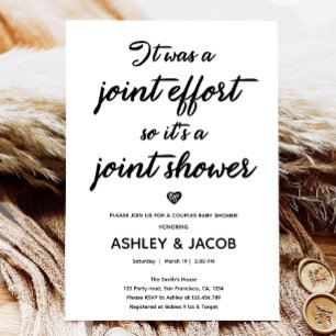 Joint Effort Joint Shower Coed Couples Baby Shower Invitation