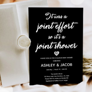 Joint Effort Joint Shower Coed Couples Baby Shower Invitation