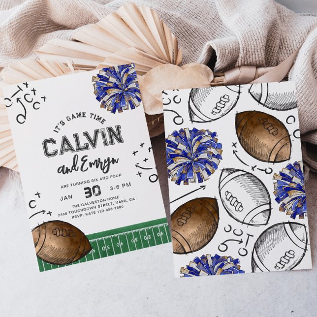 Joint Football Cheer Birthday Invitations | Co-Ed (Creator Uploaded)