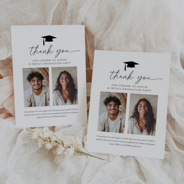 Joint Graduation 2 Photo Thank You Card (Creator Uploaded)