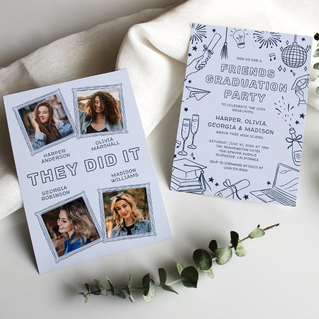 Joint Graduation Party Invitation for 4 Graduates (Creator Uploaded)