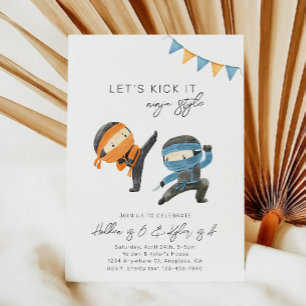 Joint Ninja Birthday Invitation Sibling Birthday