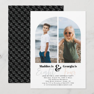Joint Party Simple 2 Photo Birthday Party Invitation