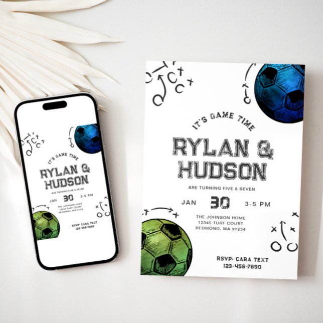 Joint Soccer Birthday Invitation (Creator Uploaded)