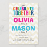 Joint twin birthday party invitation<br><div class="desc">♥ A perfect way to invite your guests to a joint birthday party!</div>