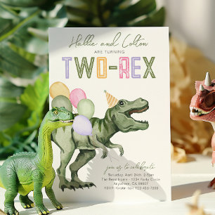 Joint Two-Rex Dinosaur Birthday Invitation