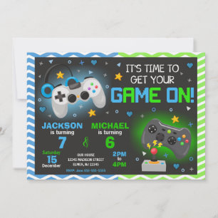 Joint Video Game Birthday Invitation   Gamer Party