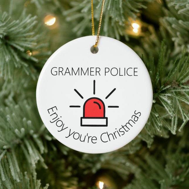 Joke Grammar police secret santa gift Ceramic Tree Decoration (Tree)
