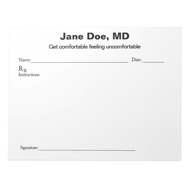 Joke prescription pad - 11" x 8.5" Notepad  (Front)