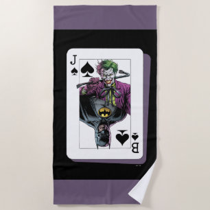 Joker and Batman Spade Playing Card Illustration Beach Towel