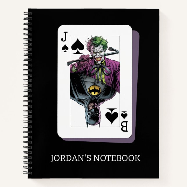 Joker and Batman Spade Playing Card Illustration Notebook (Front)