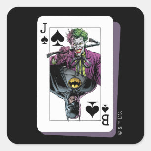 Joker and Batman Spade Playing Card Illustration Square Sticker