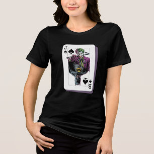 Joker and Batman Spade Playing Card Illustration Tri-Blend Shirt