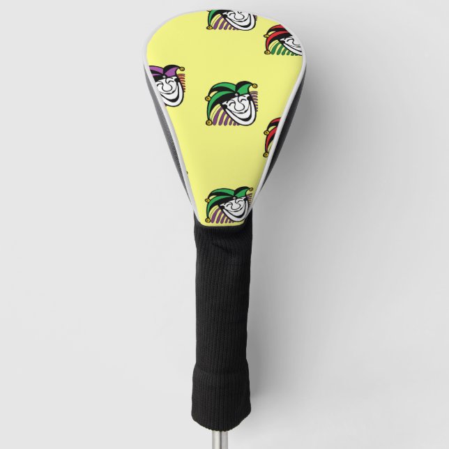 Joker colourful hats pattern yellow golf head cover (Front)