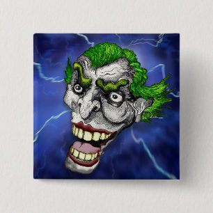 Joker Jester in a Lightning Storm by Doug LaRue 15 Cm Square Badge