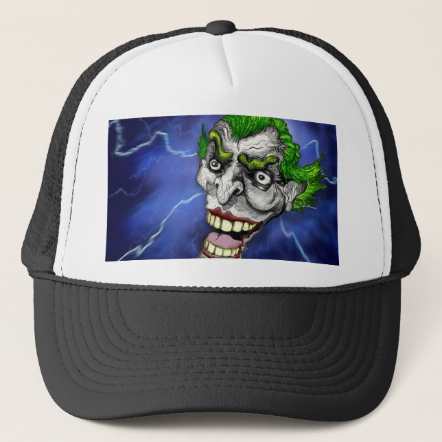 Joker Jester in a Lightning Storm by Doug LaRue Trucker Hat (Front)