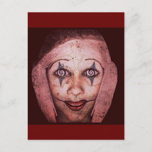 Joker Raggedy-Ann Clown With Swirly Eyes Postcard