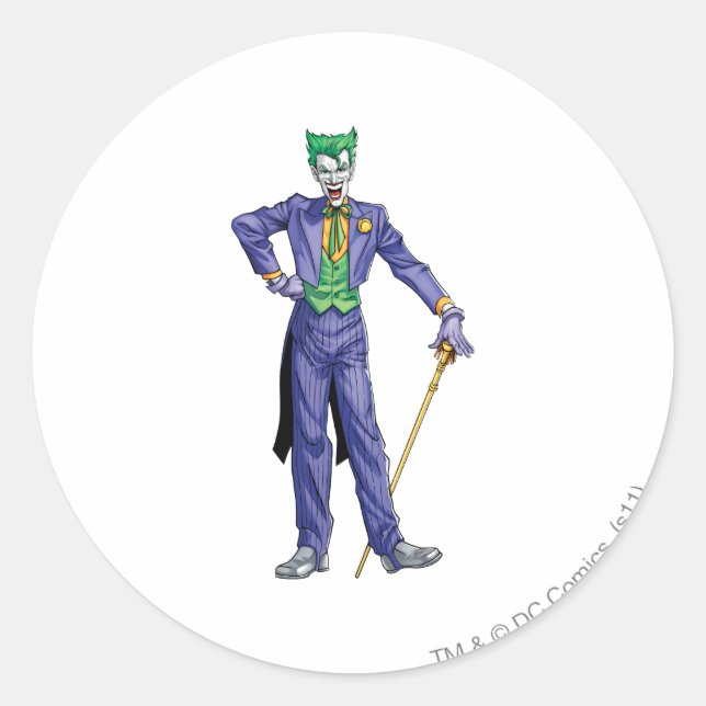 Joker stands with Cane Classic Round Sticker (Front)