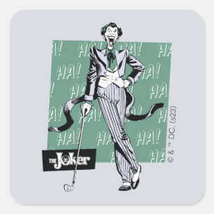 Joker With Golf Club Square Sticker